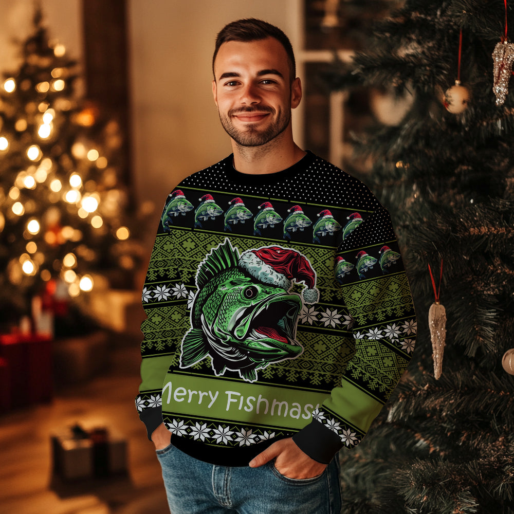 Bass Fishing Ugly Christmas Sweater