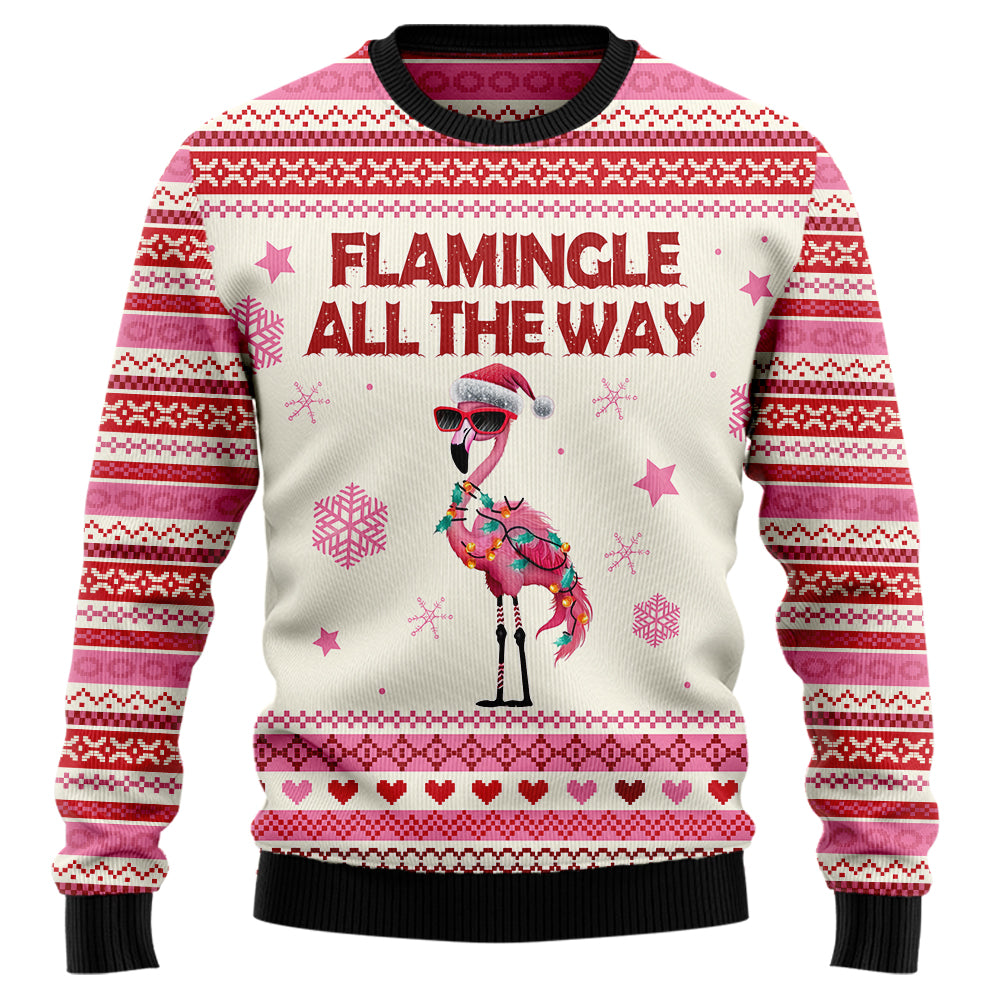 Flamingle All The Way Christmas Flamingo Ugly Sweater