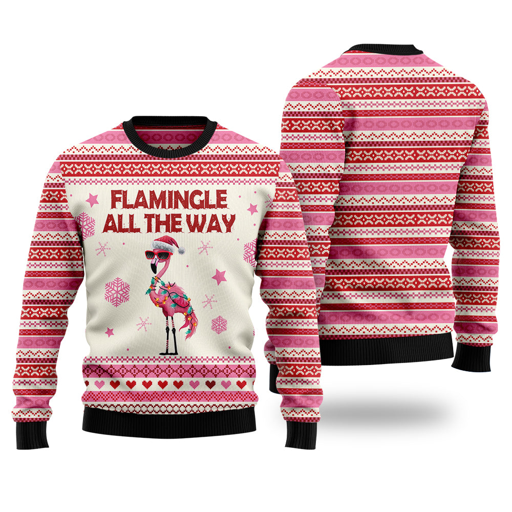 Flamingle All The Way Christmas Flamingo Ugly Sweater
