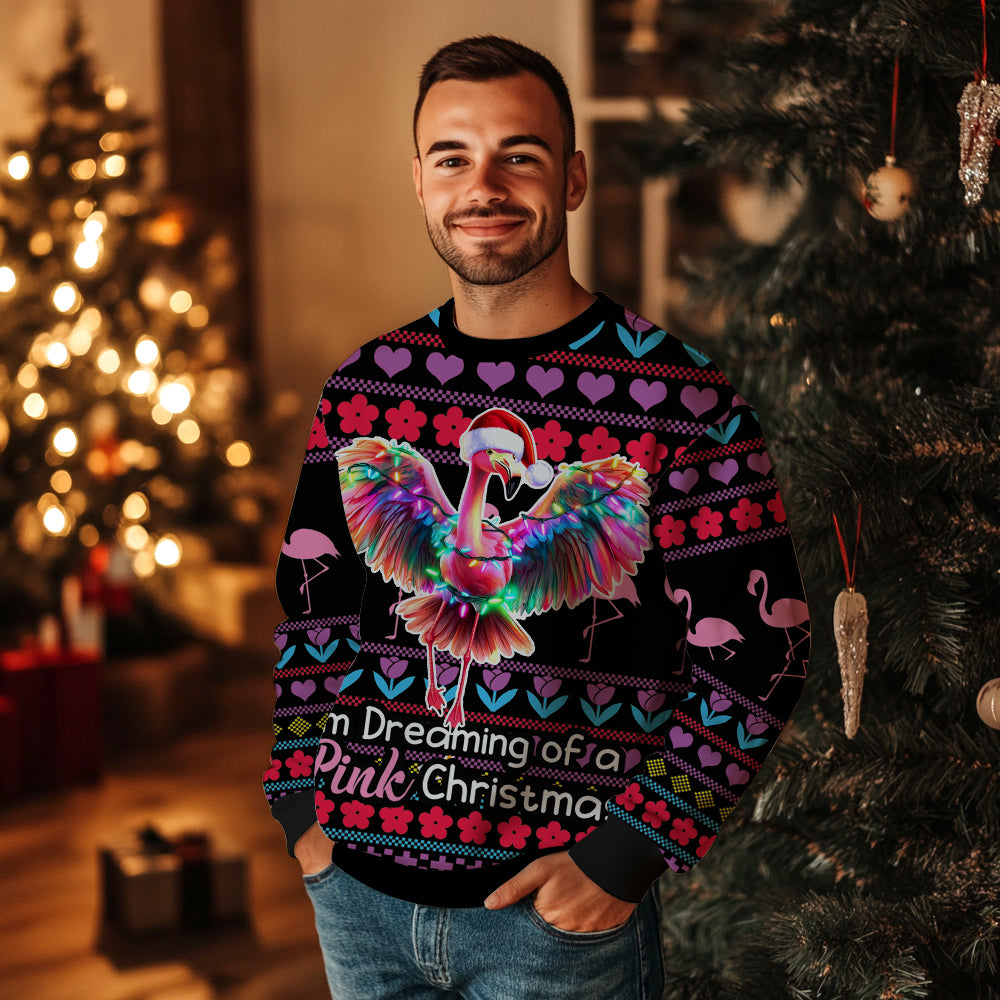 I'm Dreaming Of A Pink Christmas Flamingo Ugly Christmas Sweater