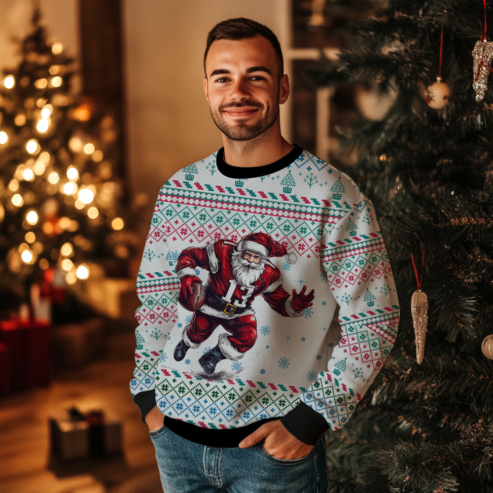 Touchdown Santa Football Ugly Christmas Sweater