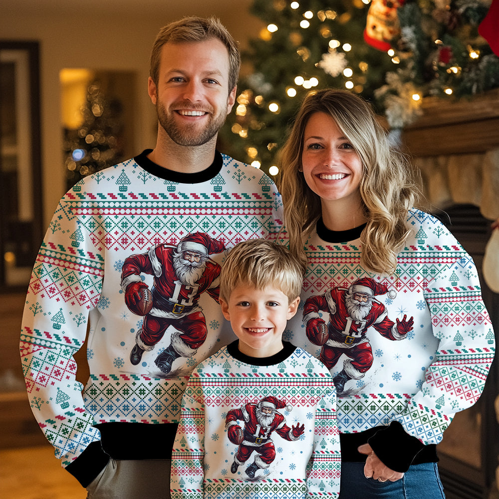Touchdown Santa Football Ugly Christmas Sweater