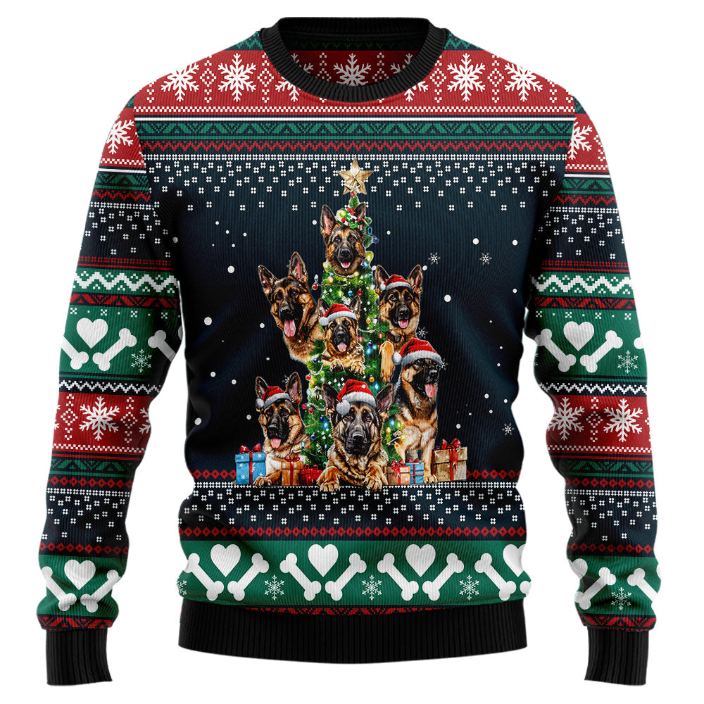 German Shepherd Christmas Tree Ugly Christmas Sweater