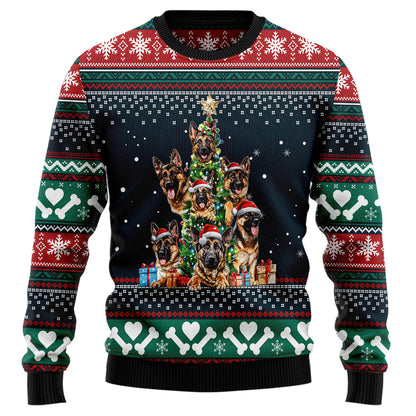 German Shepherd Christmas Tree Ugly Christmas Sweater