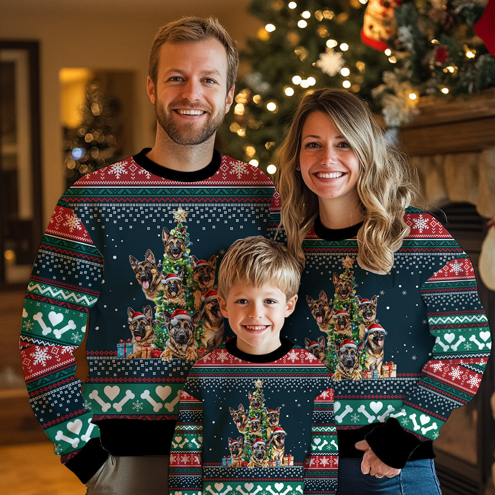 German Shepherd Christmas Tree Ugly Christmas Sweater