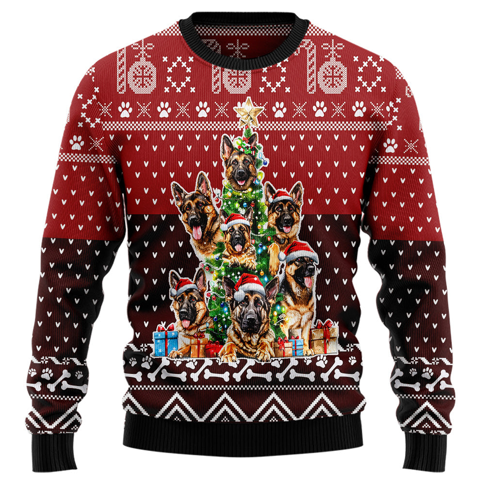 German Shepherd Ugly Christmas Sweater, Funny Dog Holiday Sweatshirt, Cute Xmas Party Pullover for Men & Women