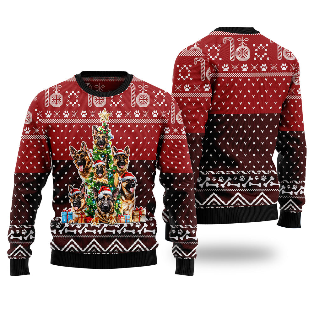 German Shepherd Ugly Christmas Sweater, Funny Dog Holiday Sweatshirt, Cute Xmas Party Pullover for Men & Women