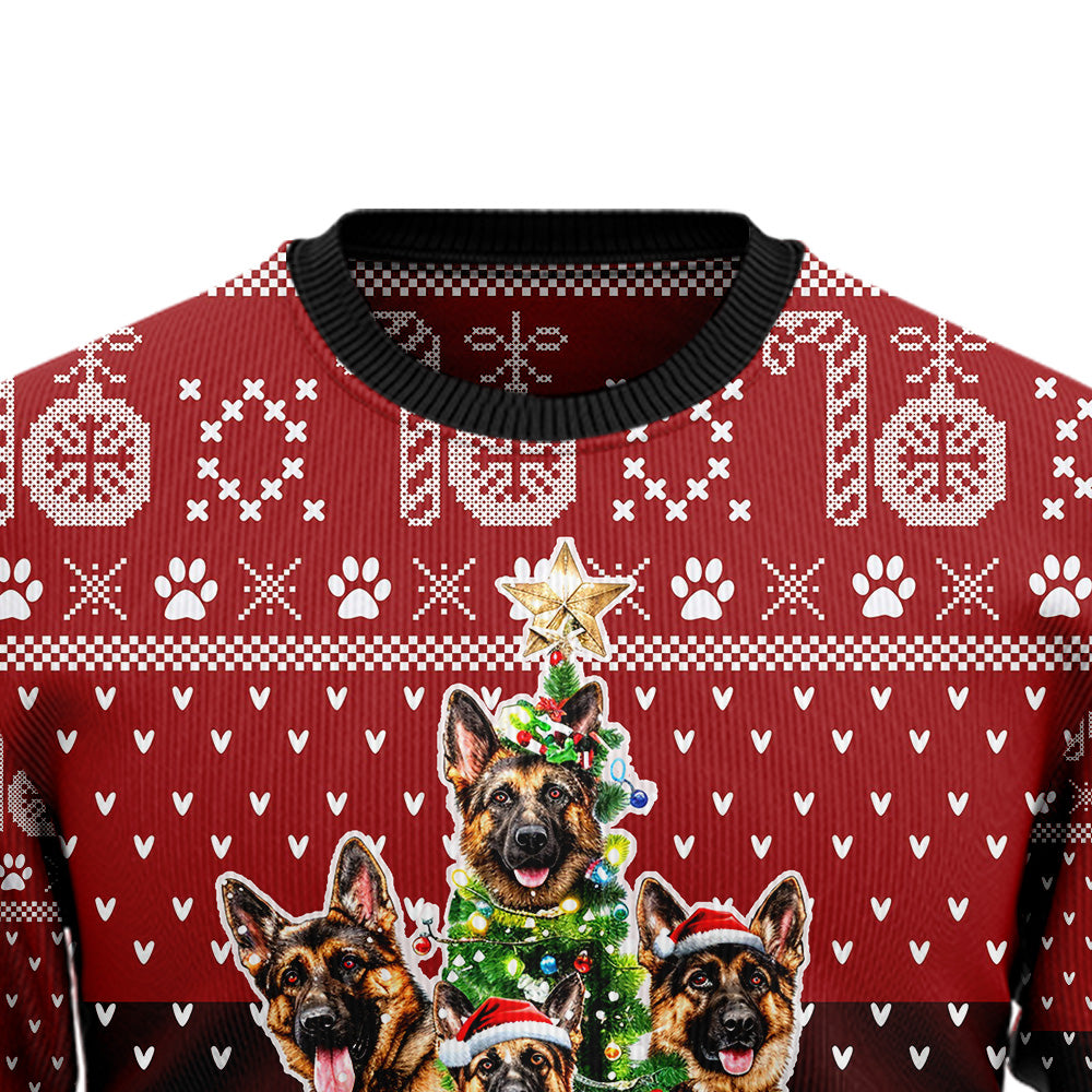 German Shepherd Ugly Christmas Sweater, Funny Dog Holiday Sweatshirt, Cute Xmas Party Pullover for Men & Women