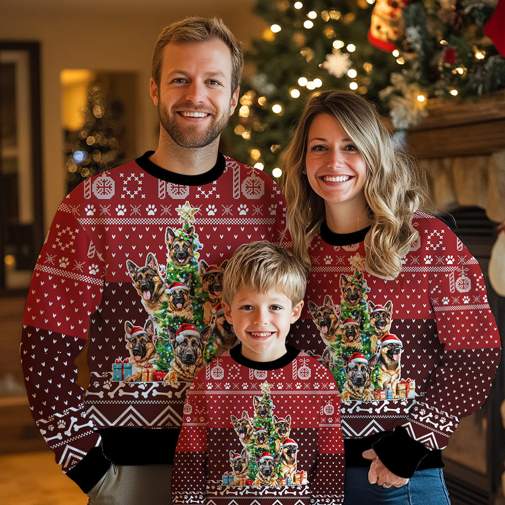 German Shepherd Ugly Christmas Sweater, Funny Dog Holiday Sweatshirt, Cute Xmas Party Pullover for Men & Women