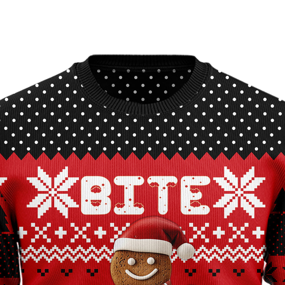 Bite Me Gingerbread Man Ugly Christmas Sweater