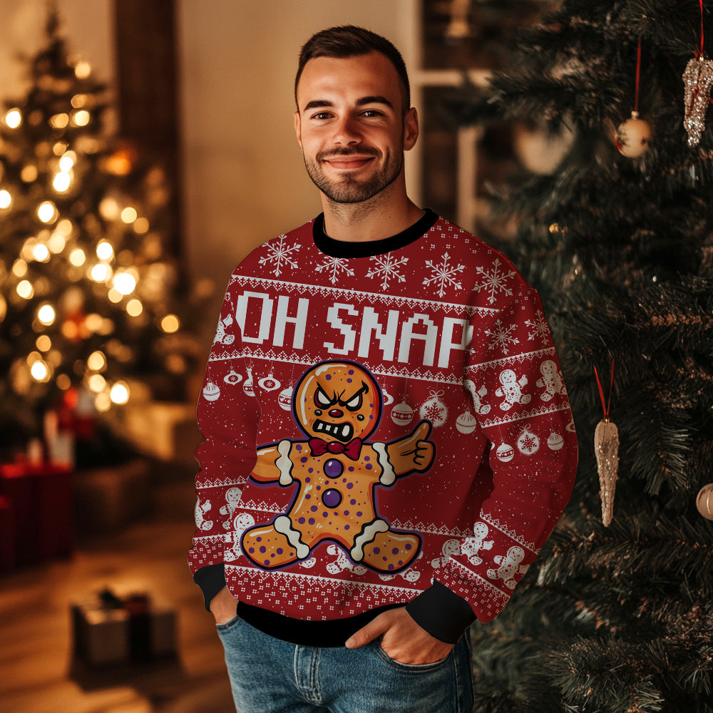 "Oh Snap" Gingerbread Man Ugly Christmas Sweater