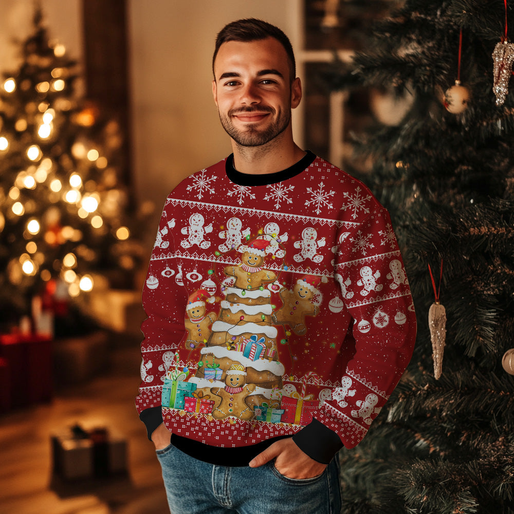 Festive Gingerbread Christmas Tree Ugly Christmas Sweater