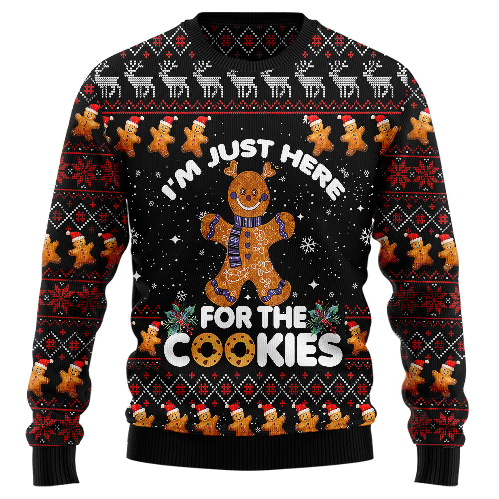 "I'm Just Here For The Cookies" Gingerbread Ugly Christmas Sweater