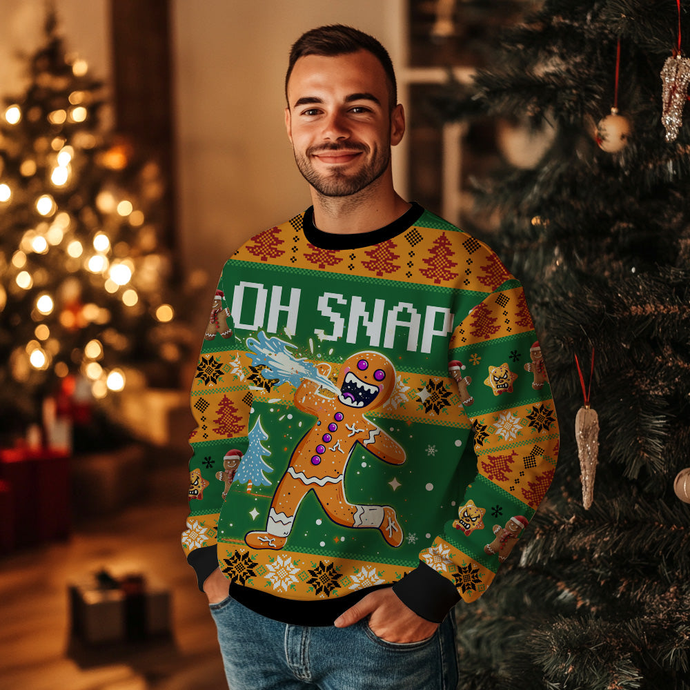 "Oh Snap!" Broken Gingerbread Man Ugly Christmas Sweater