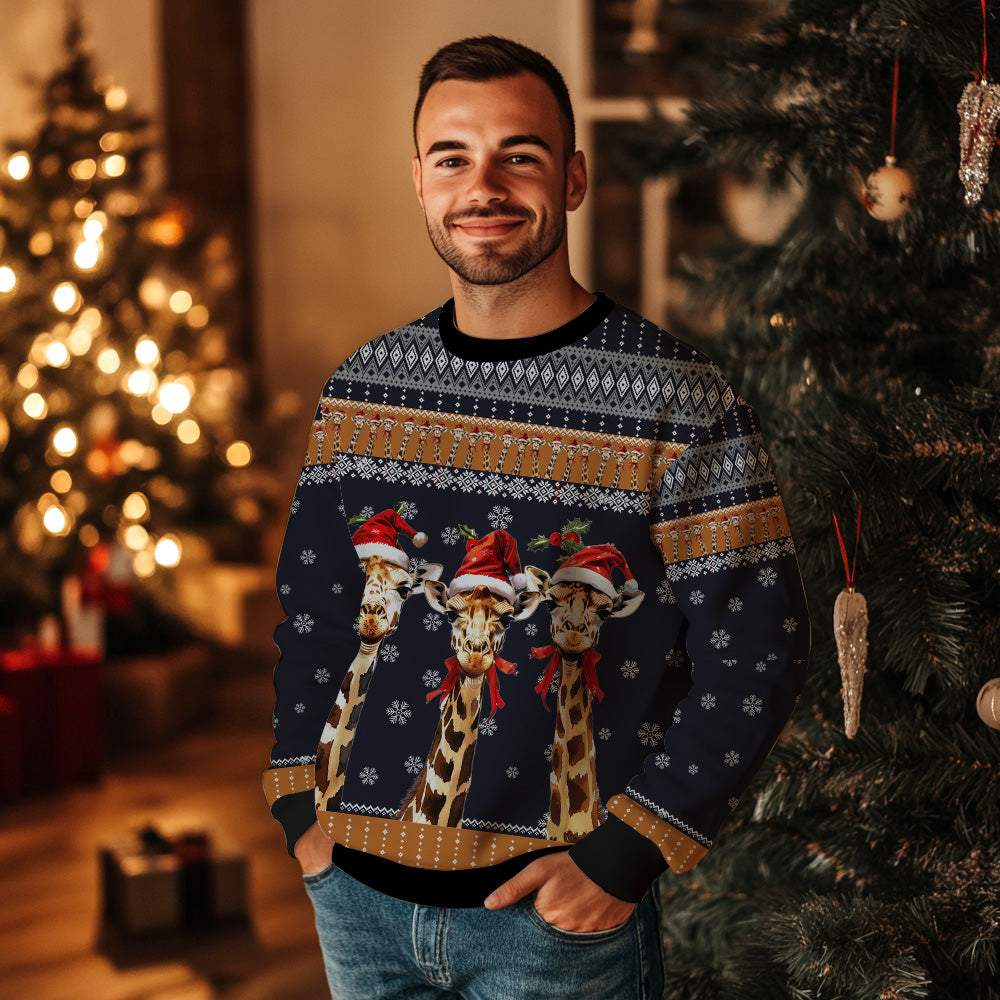 Festive Giraffes Ugly Christmas Sweater