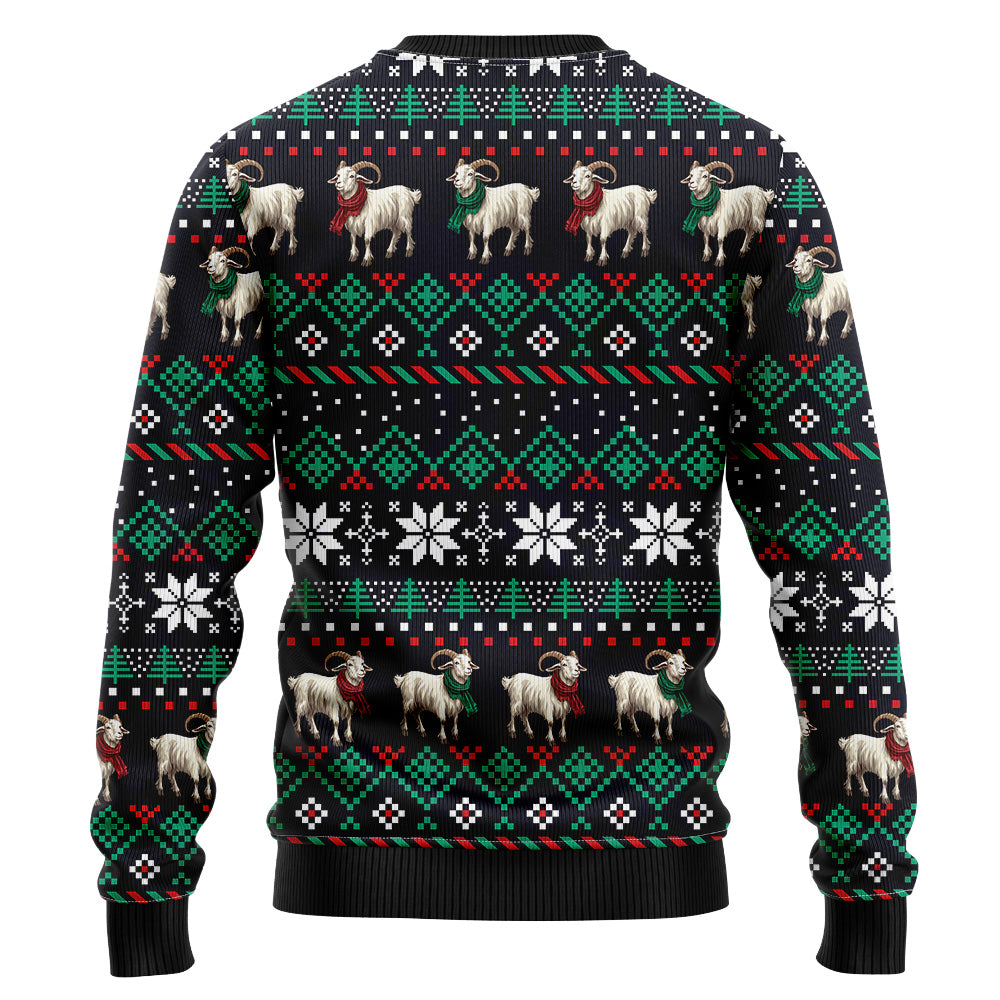 Festive Goat in Santa Hat Ugly Christmas Sweater