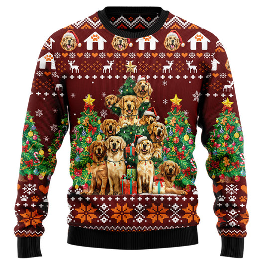 Golden Retriever Family Ugly Christmas Sweater