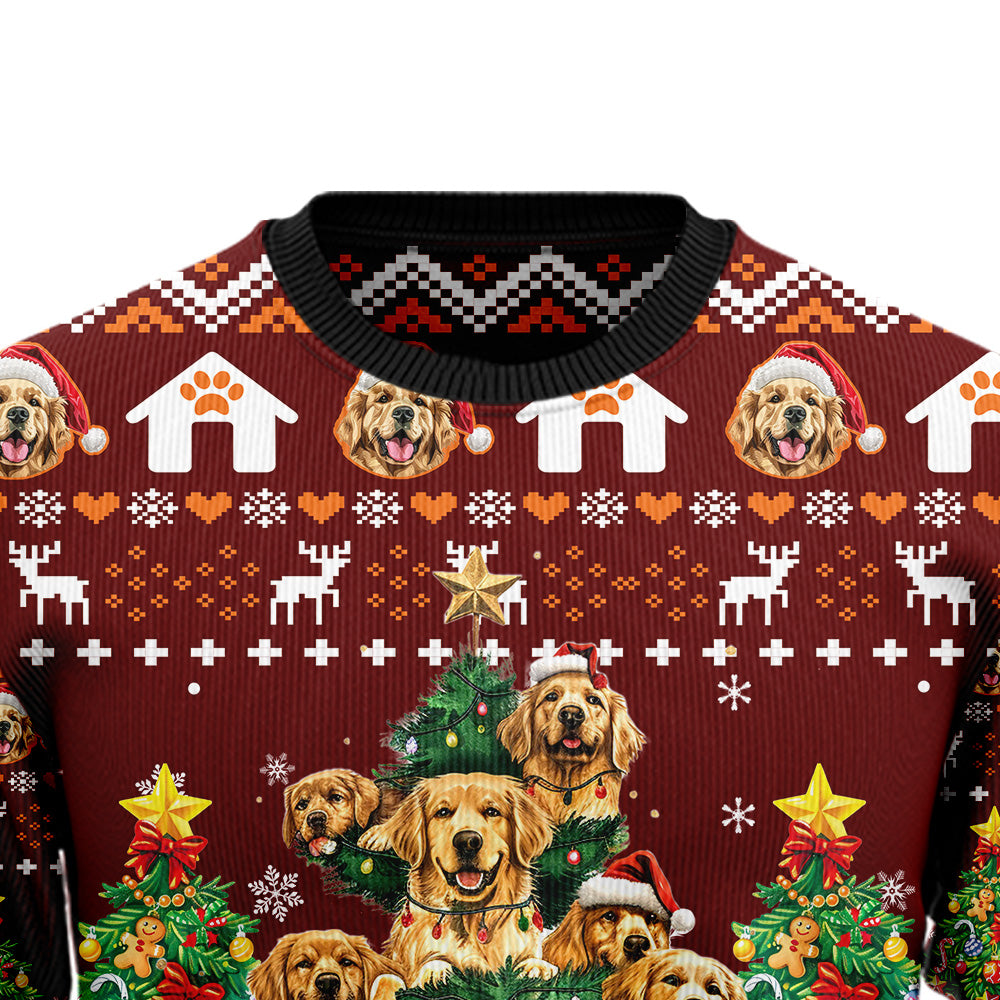 Golden Retriever Family Ugly Christmas Sweater