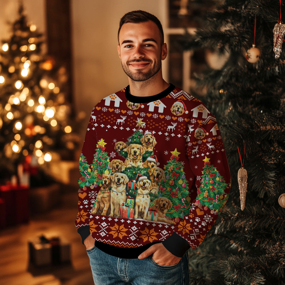 Golden Retriever Family Ugly Christmas Sweater