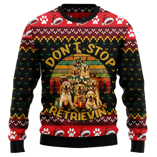 Don't Stop Retrieving Golden Retriever Ugly Christmas Sweater