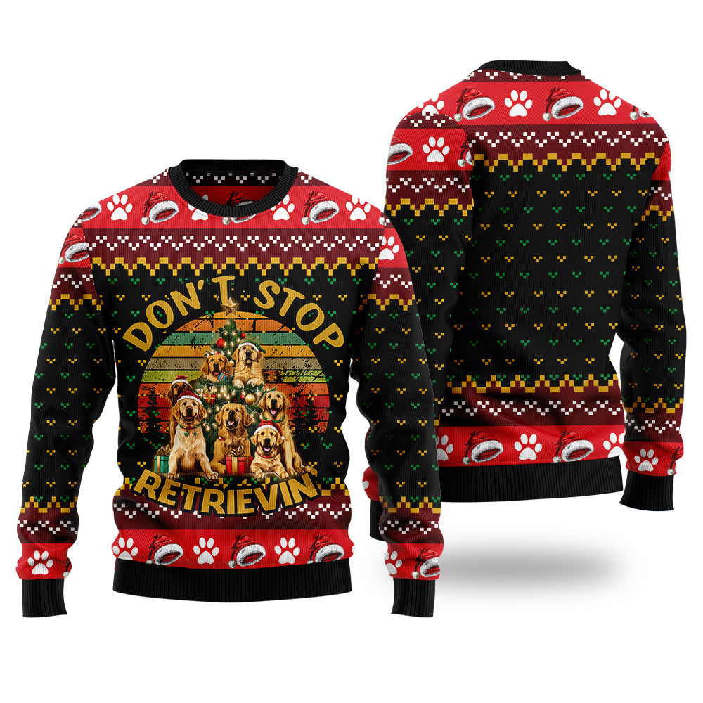 Don't Stop Retrieving Golden Retriever Ugly Christmas Sweater
