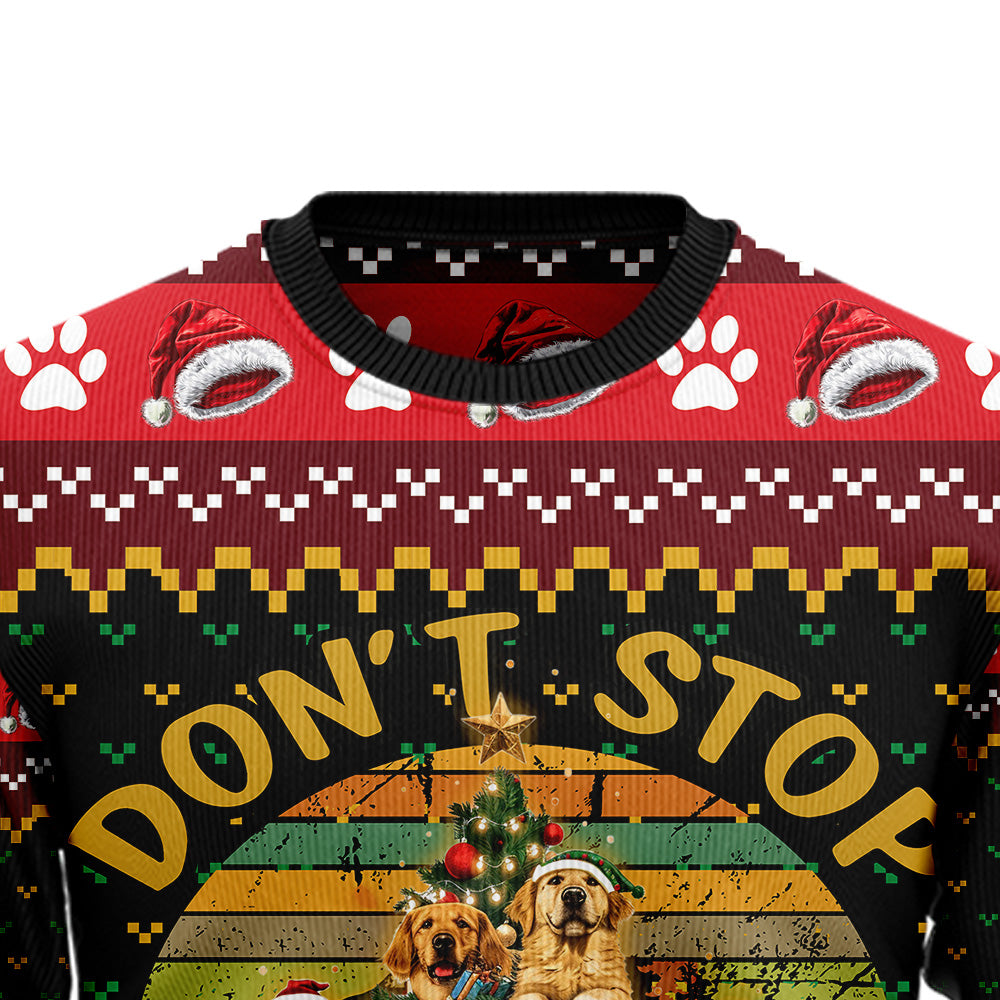 Don't Stop Retrieving Golden Retriever Ugly Christmas Sweater