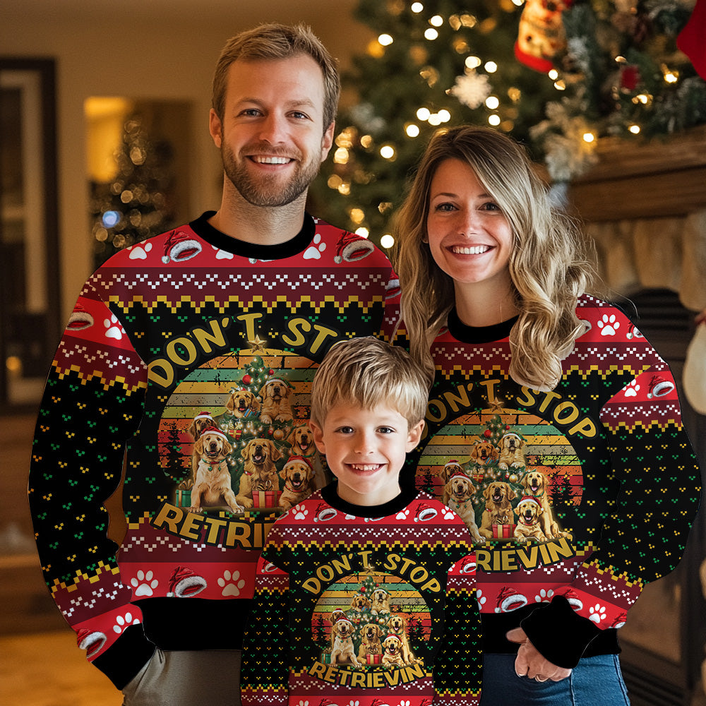 Don't Stop Retrieving Golden Retriever Ugly Christmas Sweater