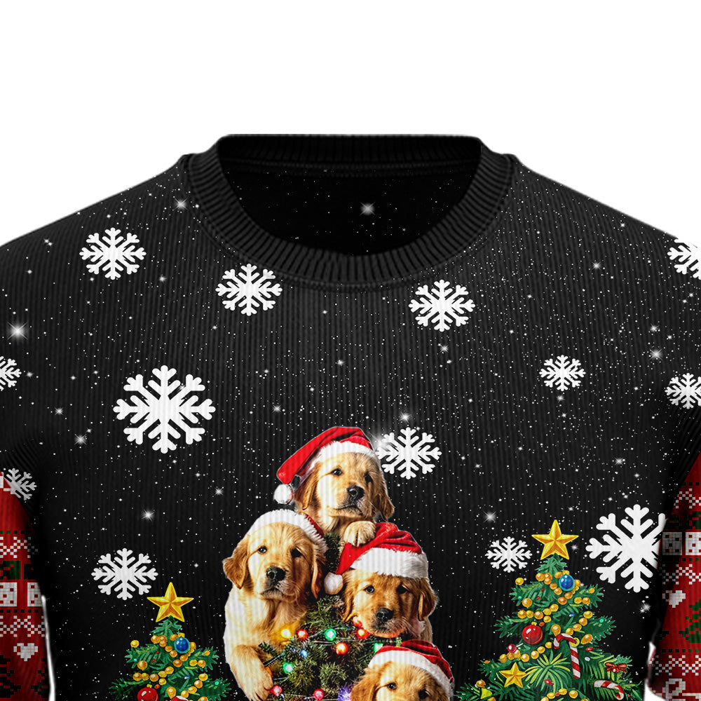 Cute Golden Retriever Ugly Christmas Sweater