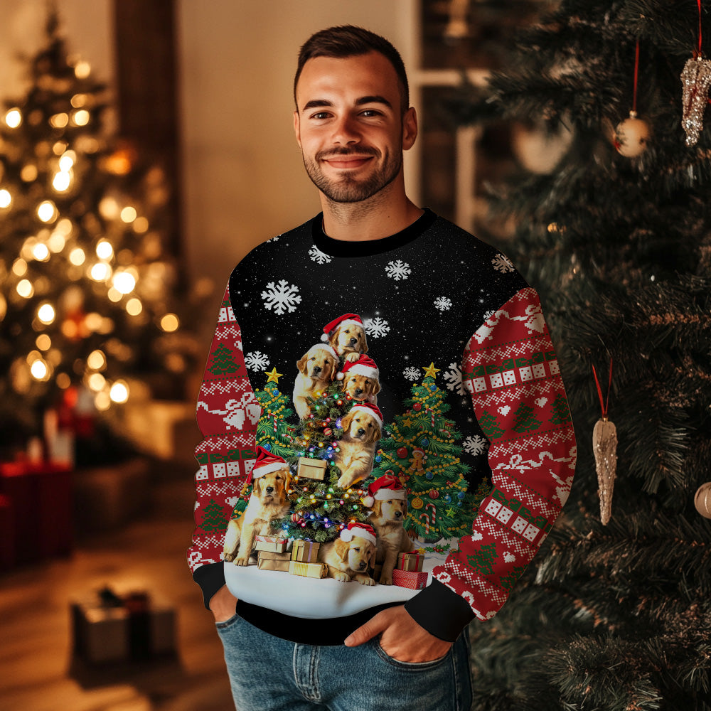 Cute Golden Retriever Ugly Christmas Sweater
