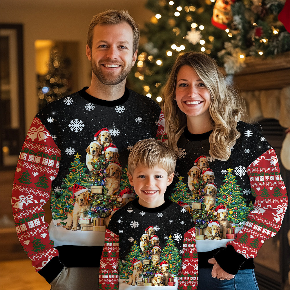 Cute Golden Retriever Ugly Christmas Sweater