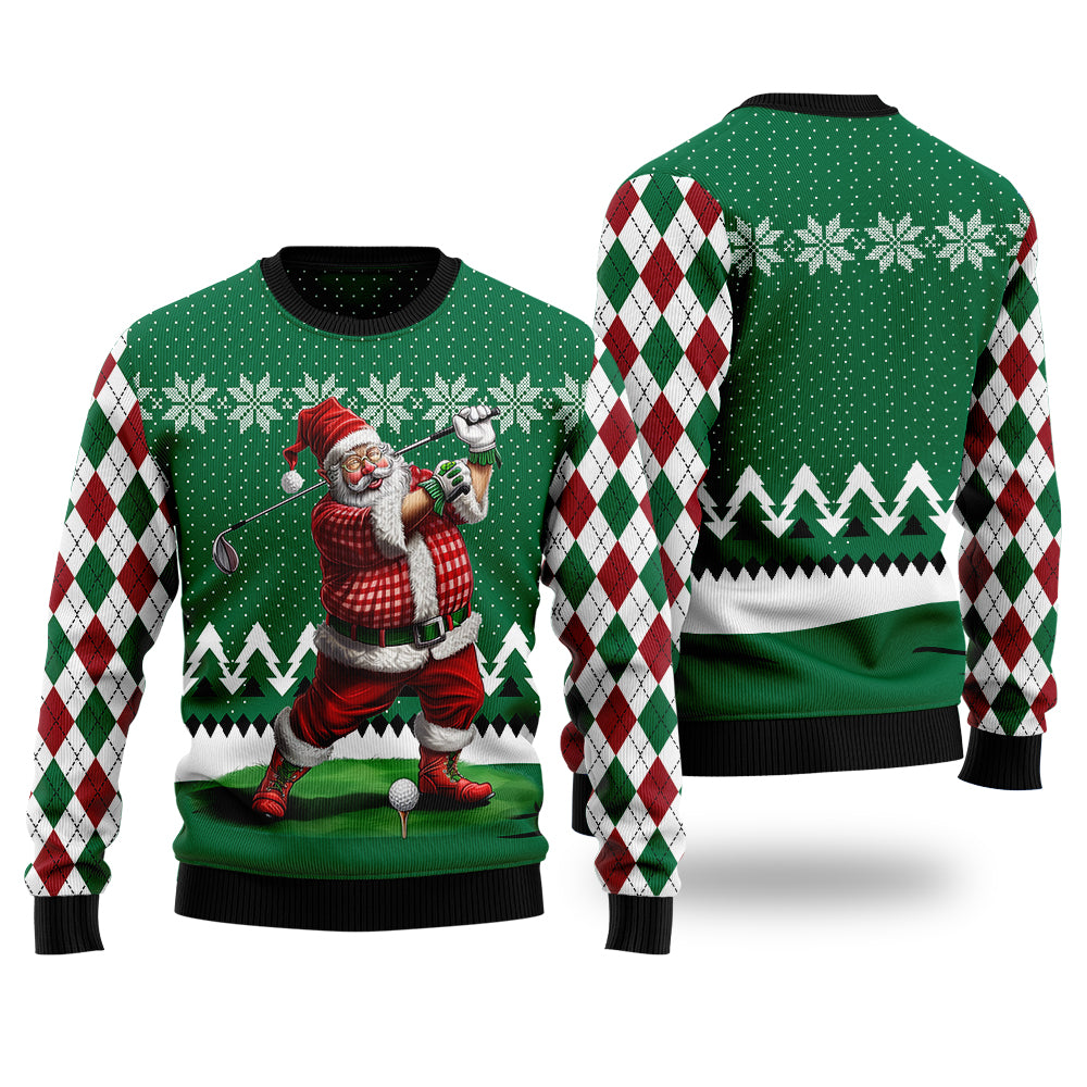 Golfing Santa Golfer Ugly Christmas Sweater