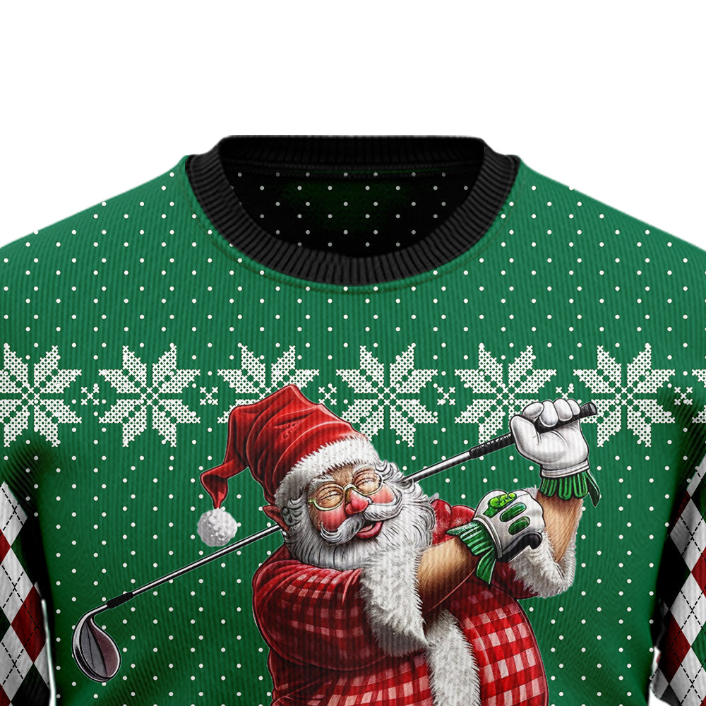 Golfing Santa Golfer Ugly Christmas Sweater