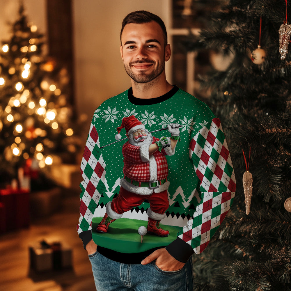 Golfing Santa Golfer Ugly Christmas Sweater