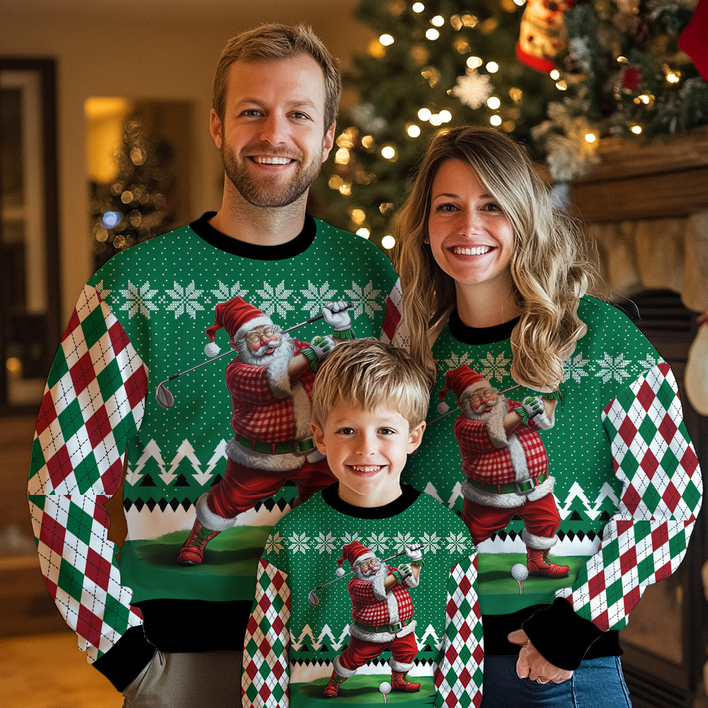 Golfing Santa Golfer Ugly Christmas Sweater
