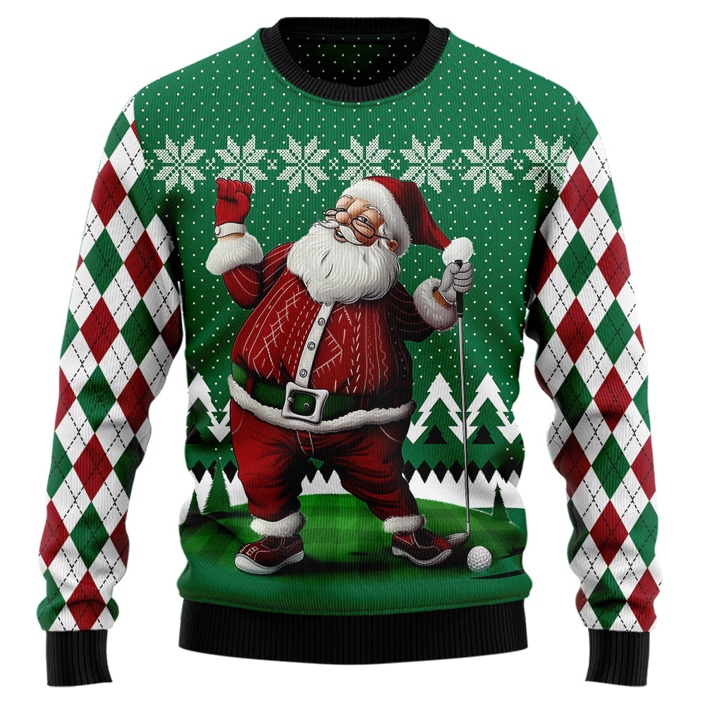 Golfer Santa Claus Ugly Christmas Sweater
