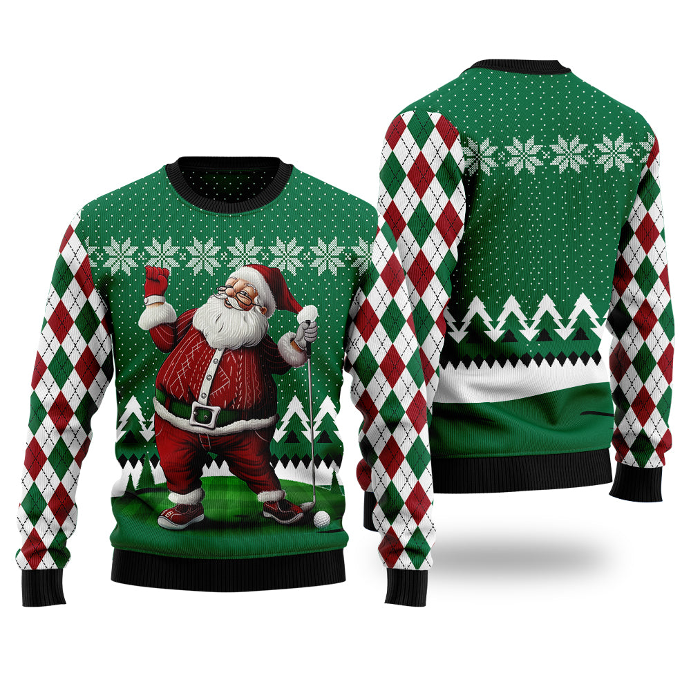 Golfer Santa Claus Ugly Christmas Sweater