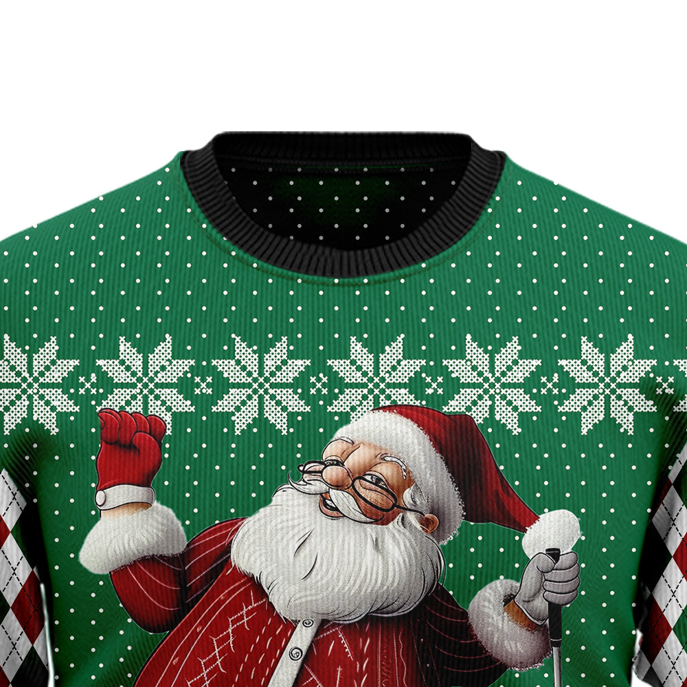 Golfer Santa Claus Ugly Christmas Sweater