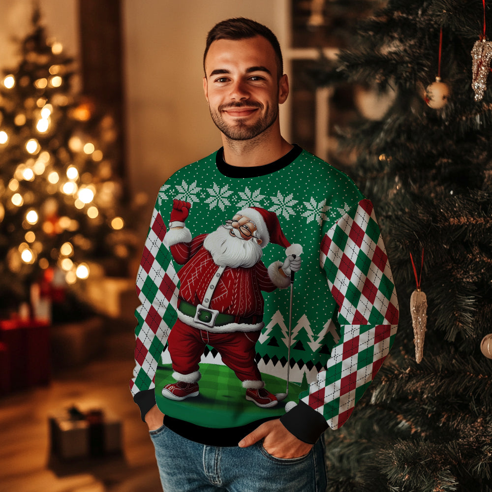 Golfer Santa Claus Ugly Christmas Sweater