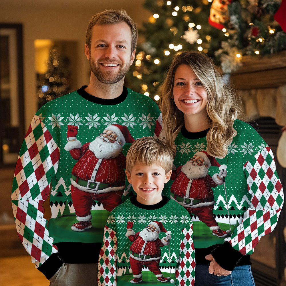 Golfer Santa Claus Ugly Christmas Sweater