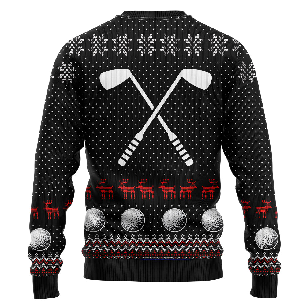 Golf Ugly Christmas Sweater, Funny Golf Ball Xmas Tree Holiday Sweatshirt, Novelty Sports Party Pullover Men Women