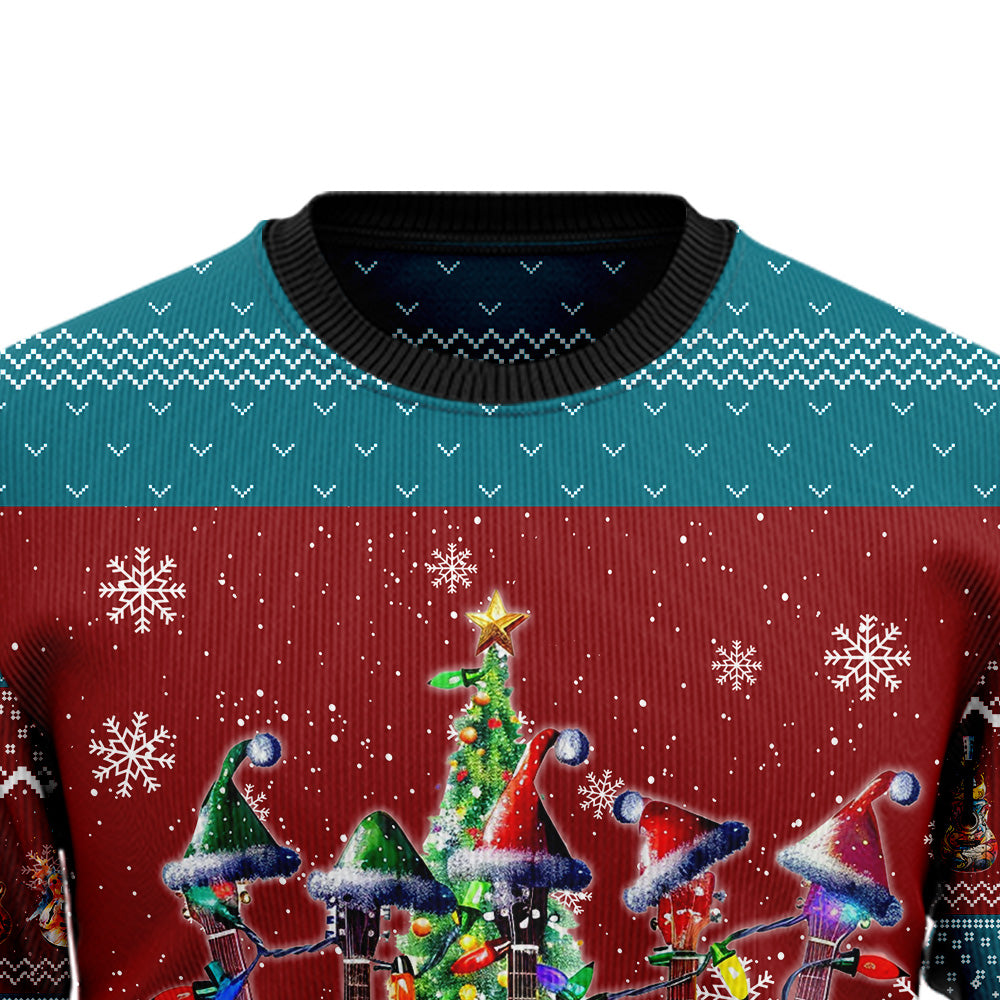 Festive Guitars Christmas Tree Ugly Christmas Sweater