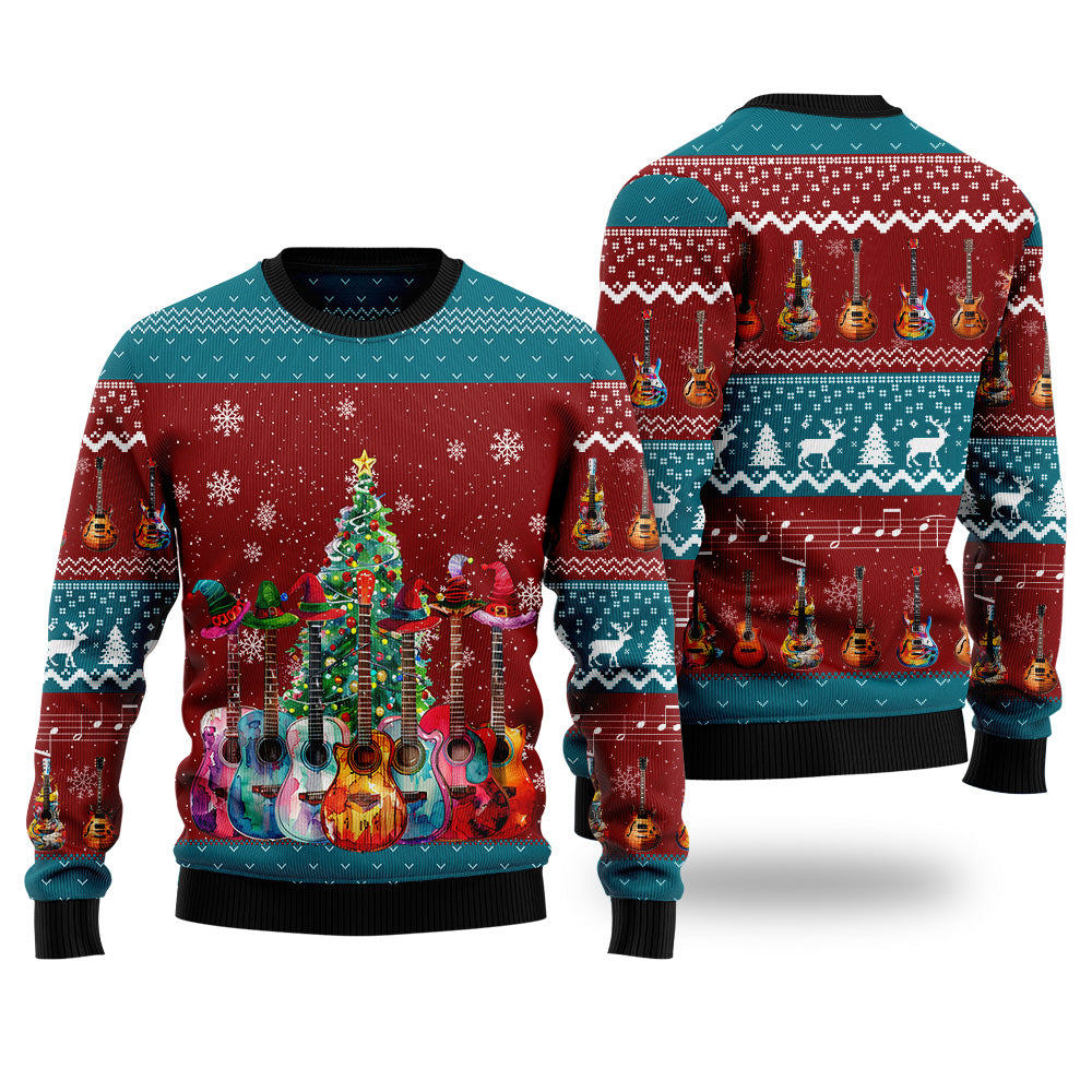 Festive Guitars Ugly Christmas Sweater
