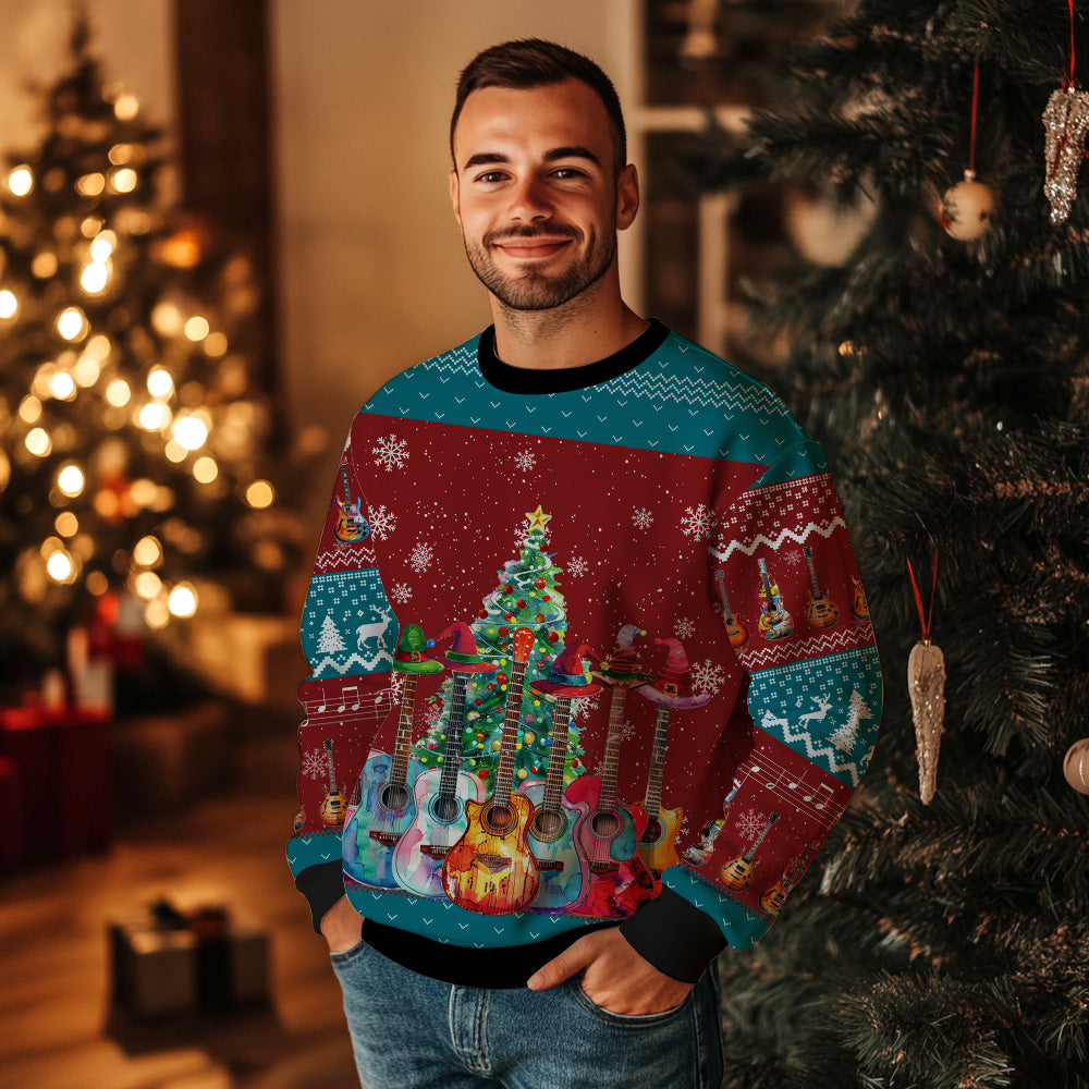 Festive Guitars Ugly Christmas Sweater