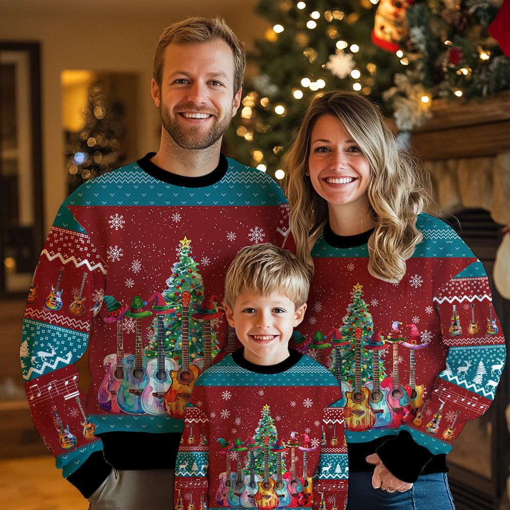 Festive Guitars Ugly Christmas Sweater