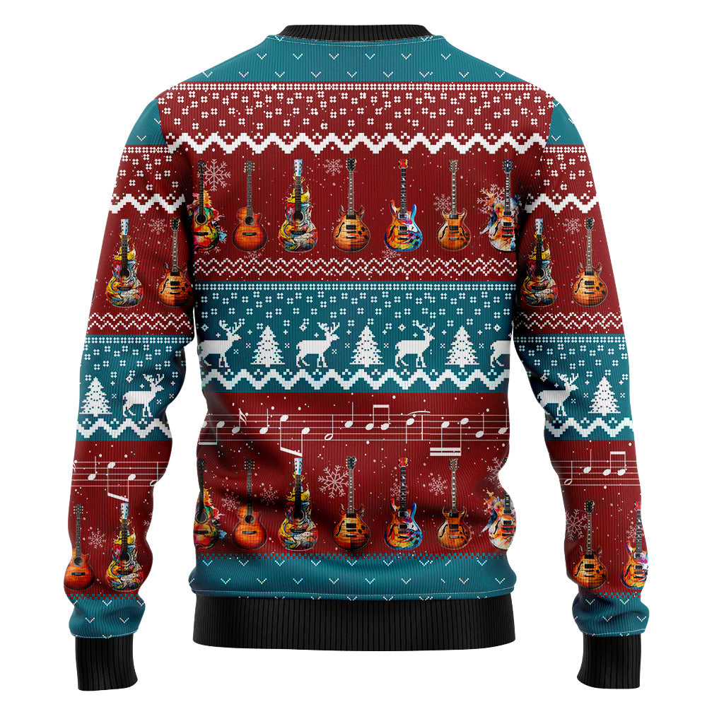 T-Rex Playing Guitar Ugly Christmas Sweater