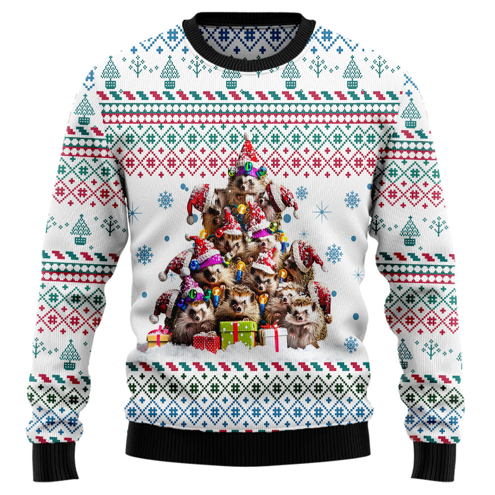 Festive Hedgehog Christmas Tree Ugly Christmas Sweater