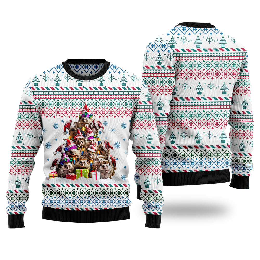 Festive Hedgehog Christmas Tree Ugly Christmas Sweater