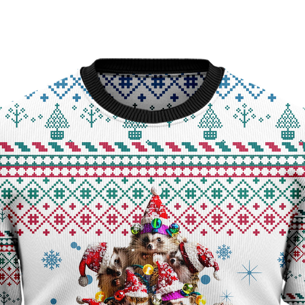 Festive Hedgehog Christmas Tree Ugly Christmas Sweater
