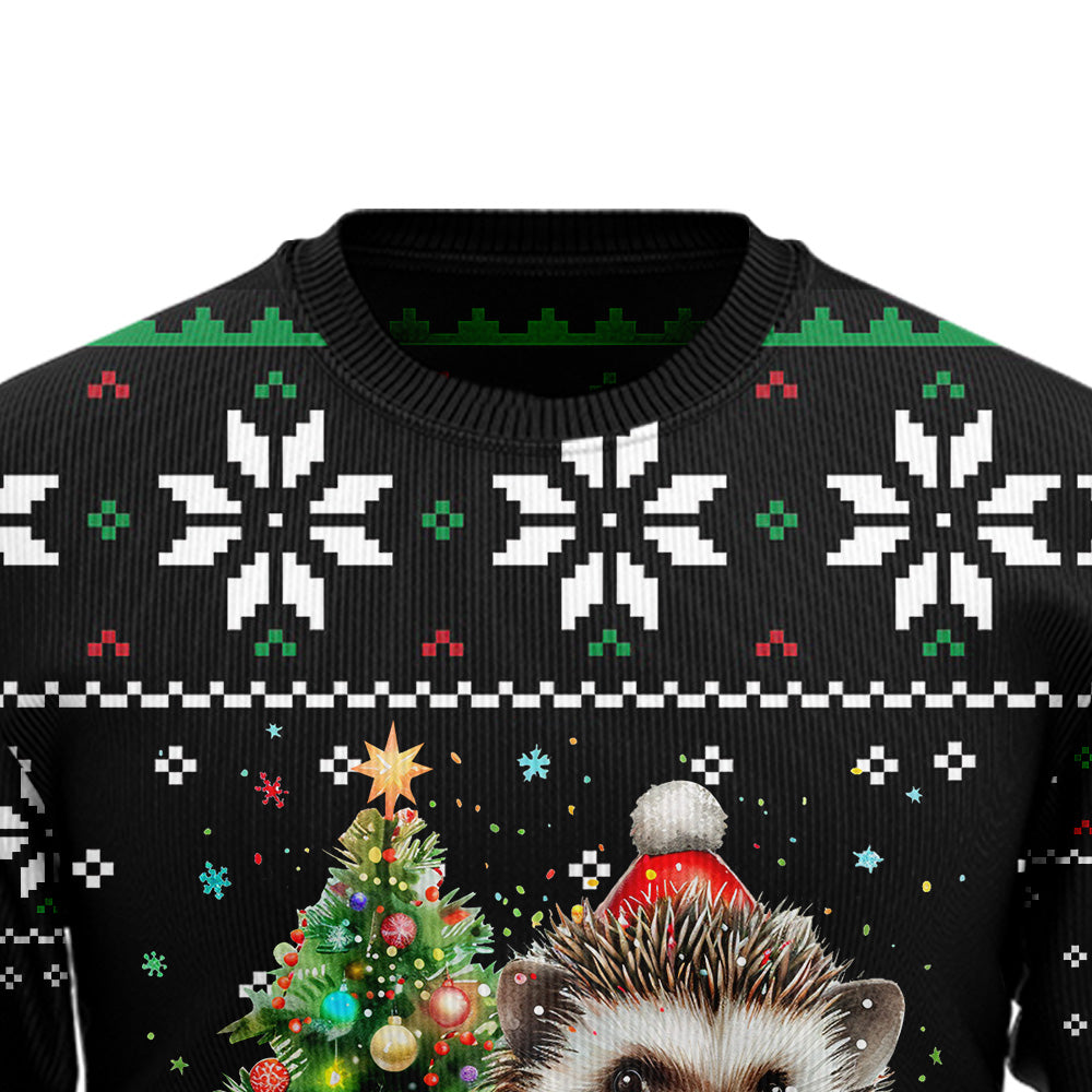 Drummer Hedgehog Christmas Tree Ugly Christmas Sweater