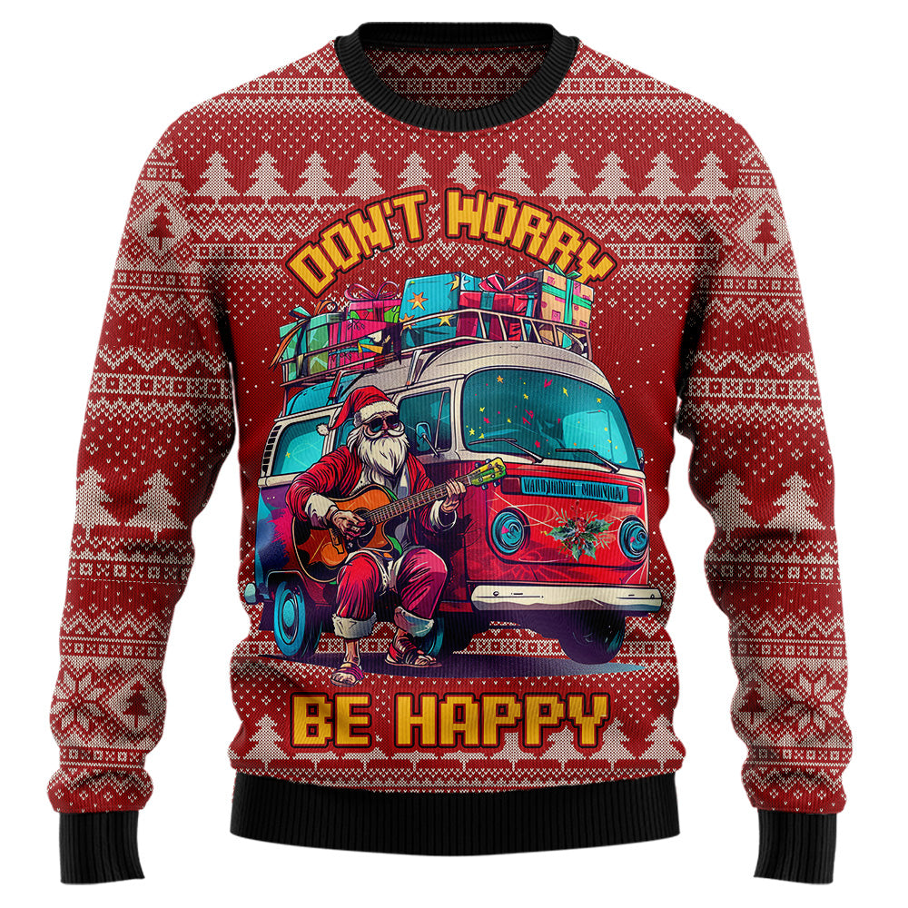 Don't Worry Be Happy Hippie Ugly Christmas Sweater